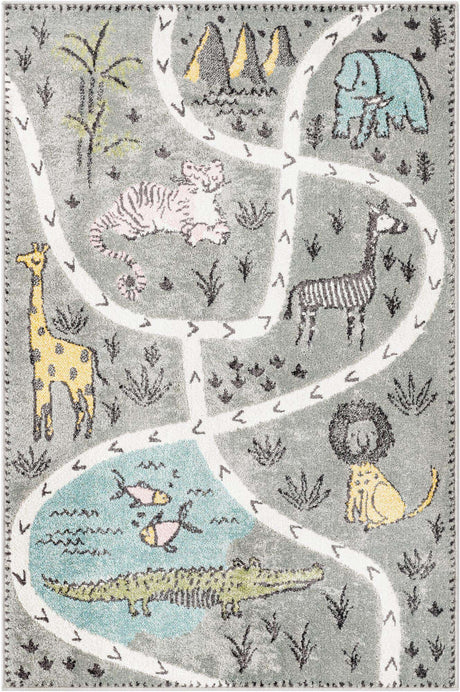 Gray 4' x 6' Whimsy Kids Rectangle Rug