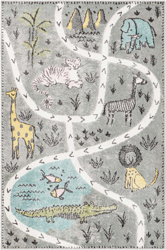 Gray 4' x 6' Whimsy Kids Rectangle Rug