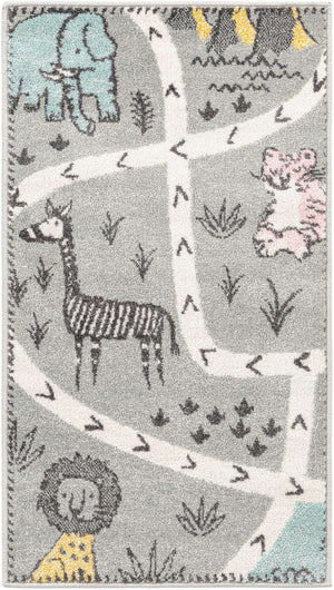 Gray 2' 2 x 4' Whimsy Kids Runner Rug