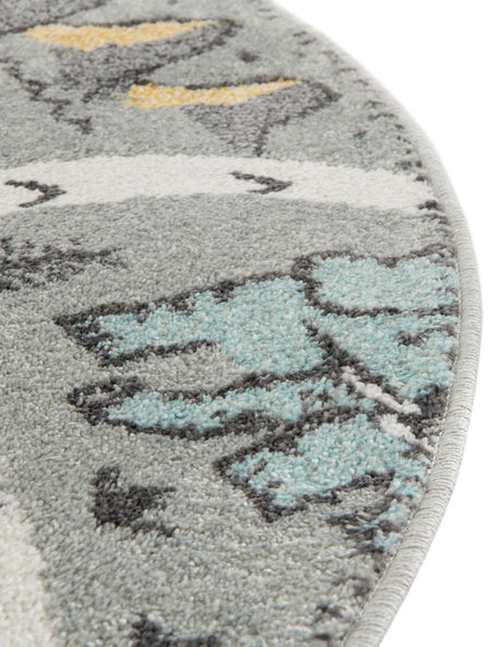 Gray 6' 1 x 6' 1 Whimsy Kids Round Area Rug for Baby Nursery, Toddler Playroom,  Bedrooms Playful Fun Design Easy Clean Carpet for Sale at Rug Engine
