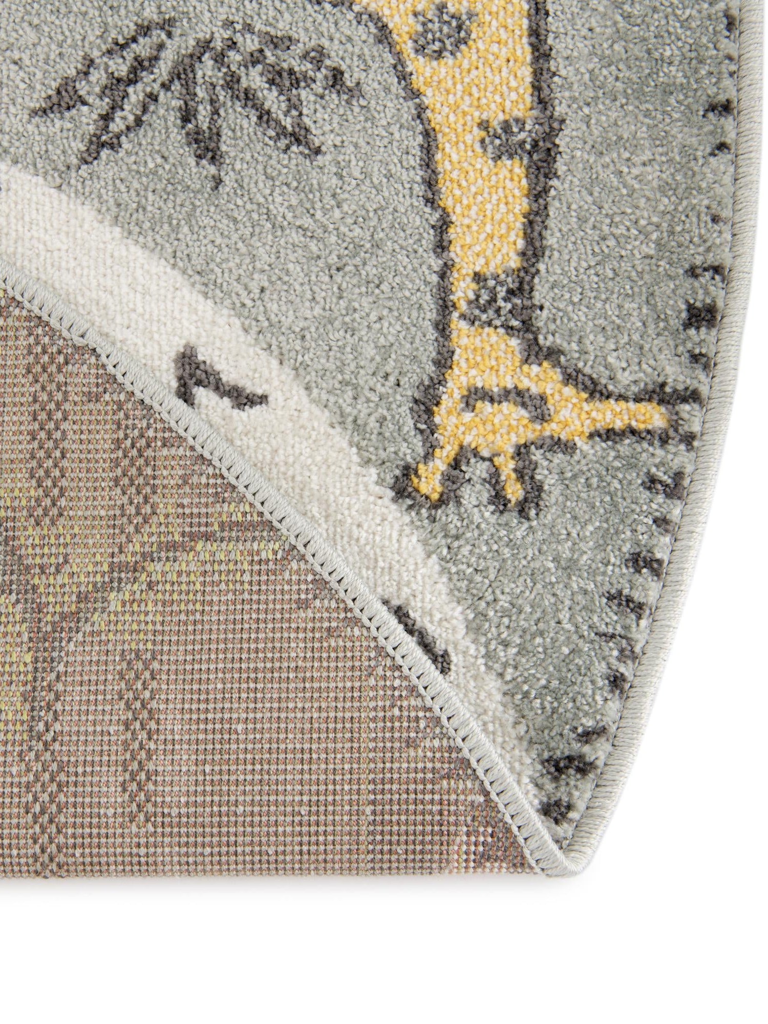 Gray 7' 10 x 7' 10 Whimsy Kids Round Area Rug for Baby Nursery, Toddler Playroom, Bedrooms