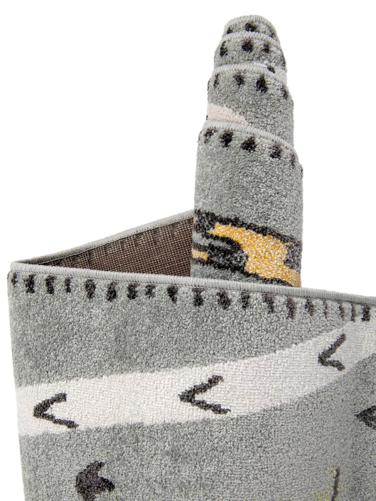 Gray 4' 1 x 4' 1 Whimsy Kids Round Area Rug for Baby Nursery, Toddler Playroom, Bedrooms