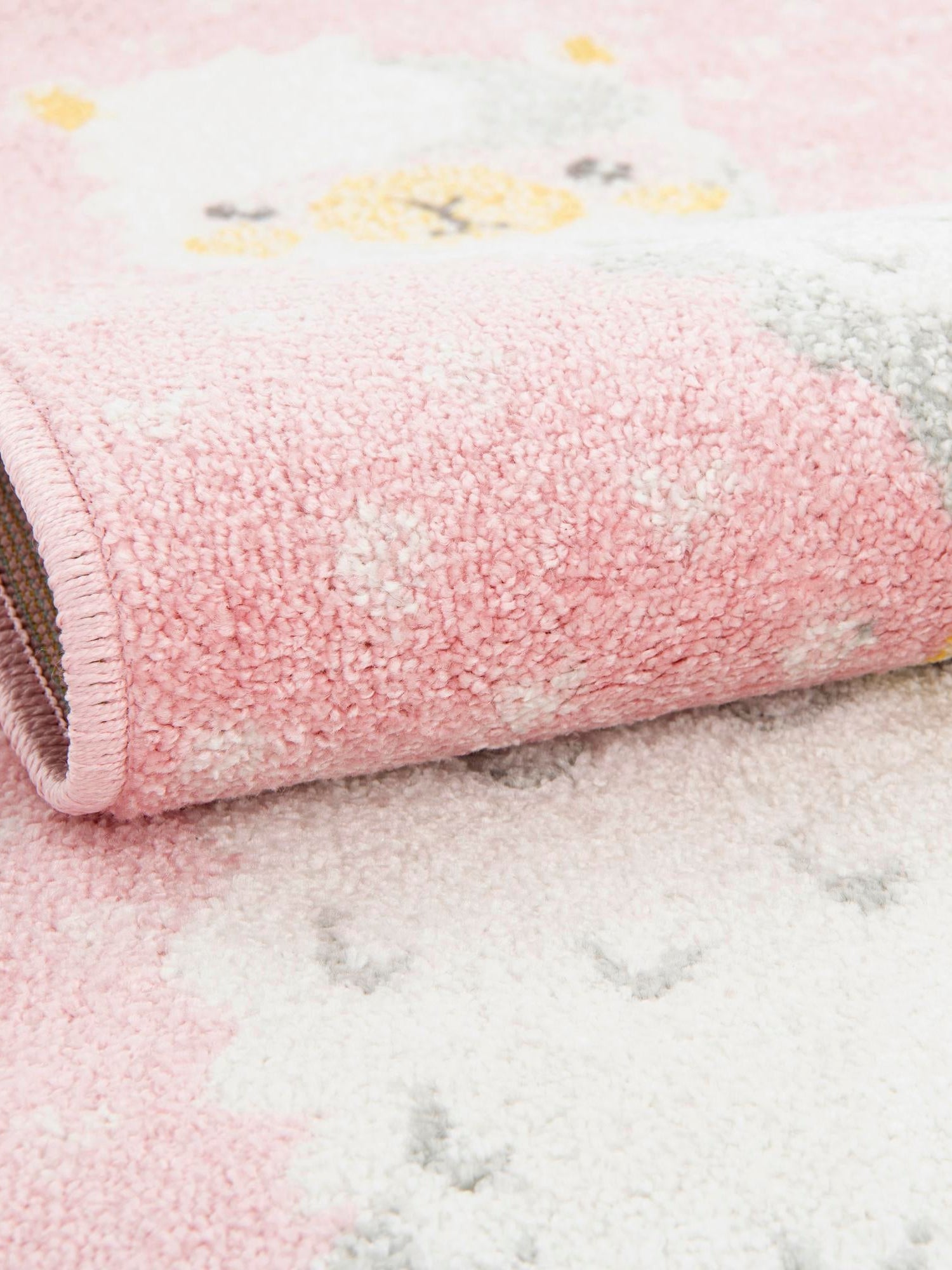 Pink 3' 11 x 5' 11 Whimsy Kids Rectangle Area Rug for Baby Nursery, Toddler Playroom, Bedrooms