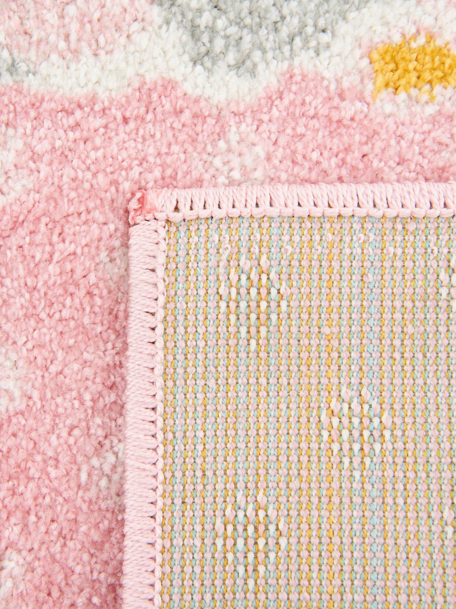 Pink 2' 2 x 2' 11 Whimsy Kids Rectangle Area Rug for Baby Nursery, Toddler Playroom, Bedrooms