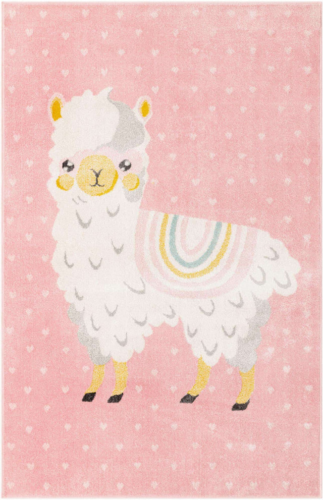 Pink 5' 3 x 8' Whimsy Kids Rectangle Rug