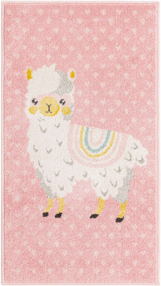 Pink 2' 2 x 3' 11 Whimsy Kids Runner Area Rug for Baby Nursery, Toddler Playroom, Bedrooms