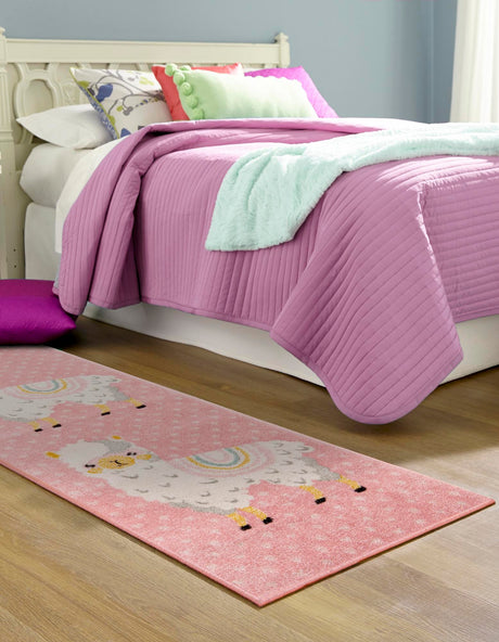Pink 2' 2 x 3' 11 Whimsy Kids Runner Area Rug for Baby Nursery, Toddler Playroom,  Bedrooms Playful Fun Design Easy Clean Carpet for Sale at Rug Engine