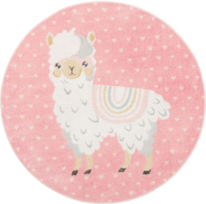 Pink 5' 3 x 5' 3 Whimsy Kids Round Rug