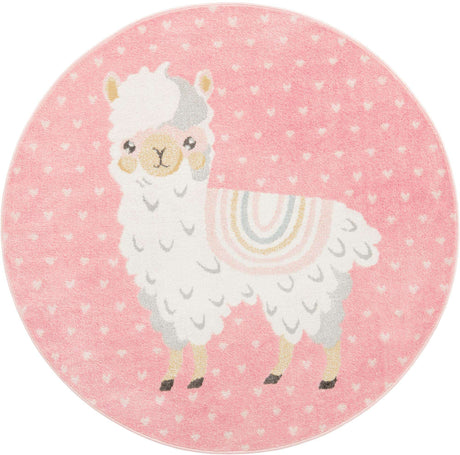 Pink 5' 3 x 5' 3 Whimsy Kids Round Rug