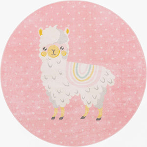 Pink 8' x 8' Whimsy Kids Round Rug