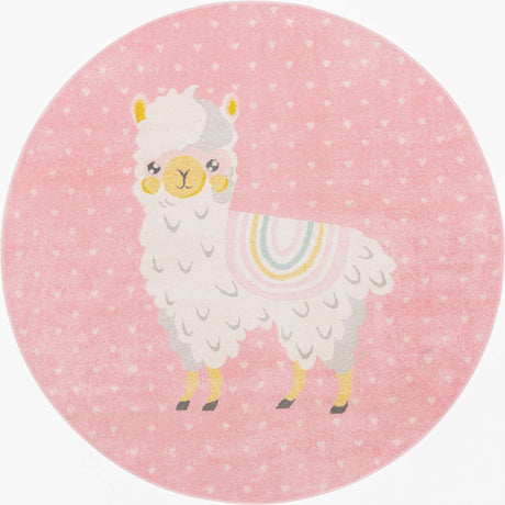 Pink 8' x 8' Whimsy Kids Round Rug