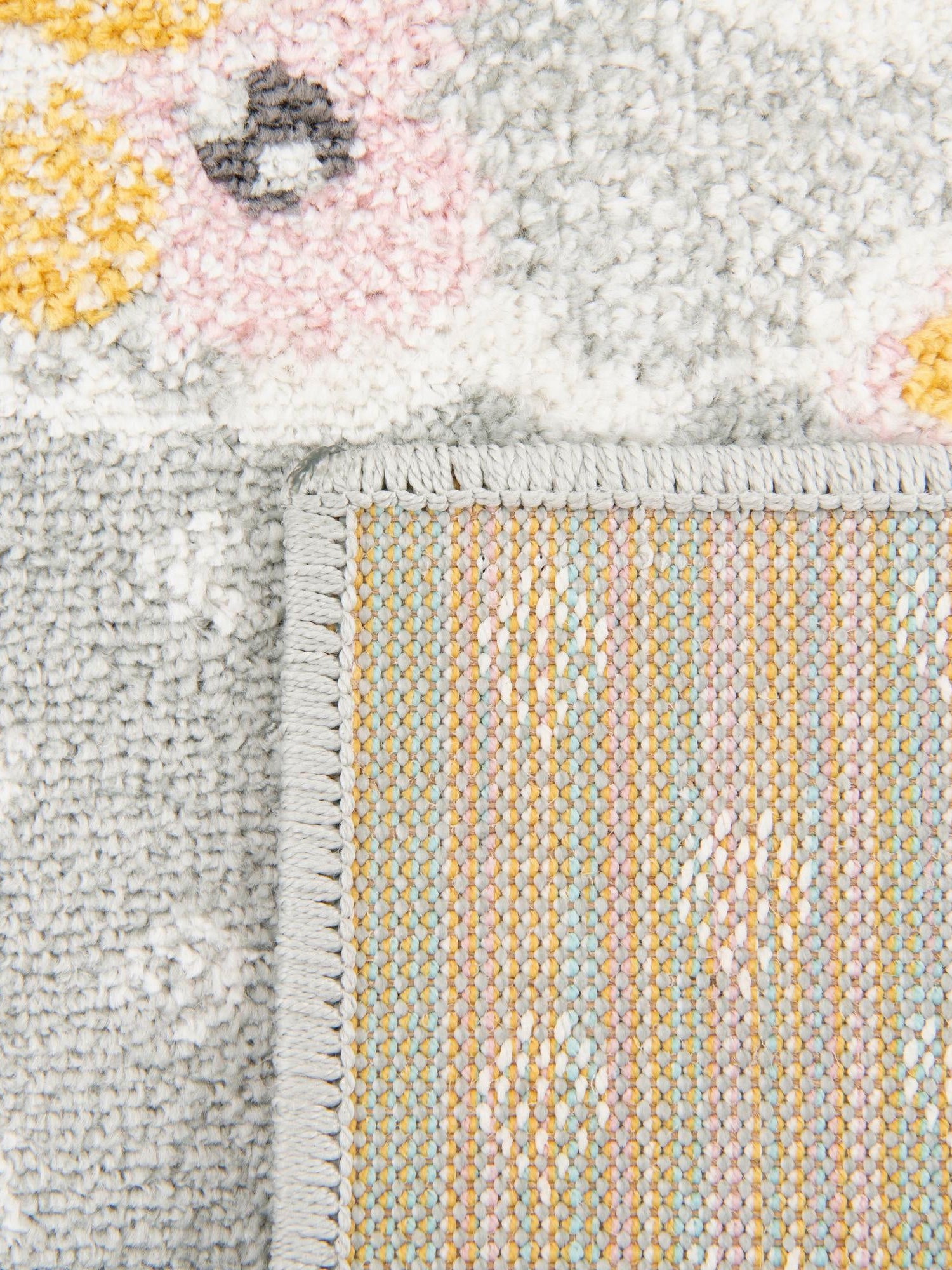 Gray 2' 2 x 2' 11 Whimsy Kids Rectangle Area Rug for Baby Nursery, Toddler Playroom, Bedrooms