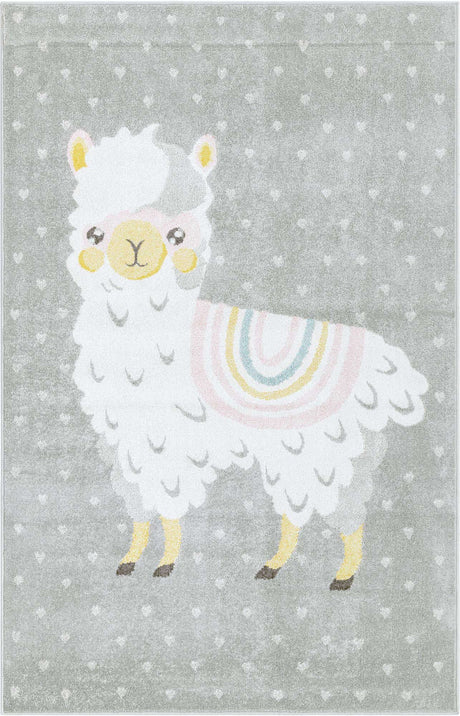 Gray 5' 3 x 8' Whimsy Kids Rectangle Rug