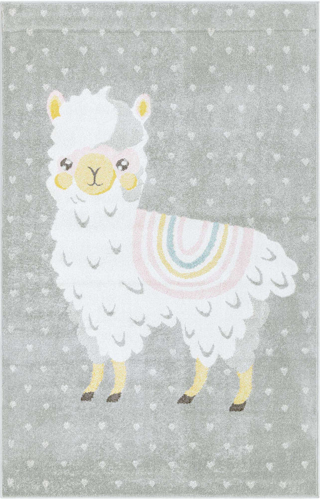 Gray 5' 3 x 8' Whimsy Kids Rectangle Rug