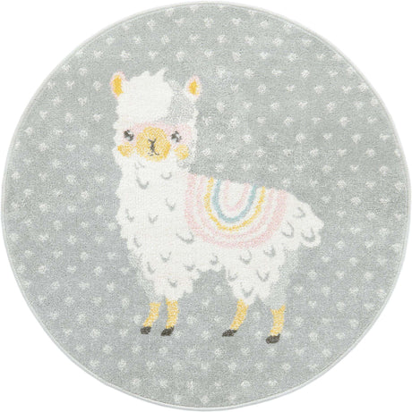 Gray 3' 3 x 3' 3 Whimsy Kids Round Rug