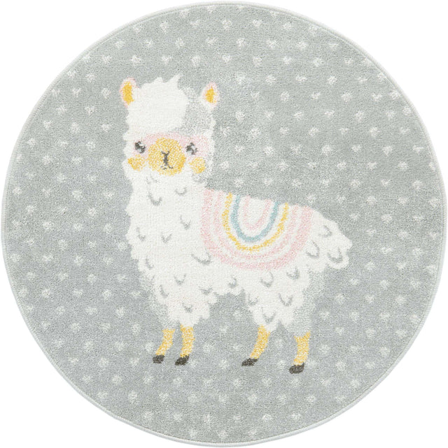 Gray 3' 3 x 3' 3 Whimsy Kids Round Rug
