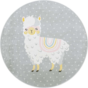 Gray 8' x 8' Whimsy Kids Round Rug