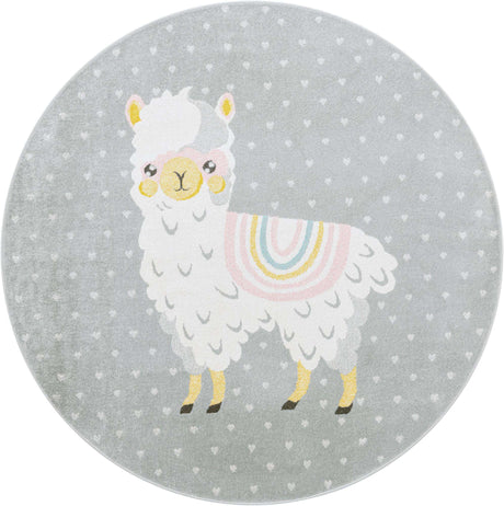 Gray 8' x 8' Whimsy Kids Round Rug