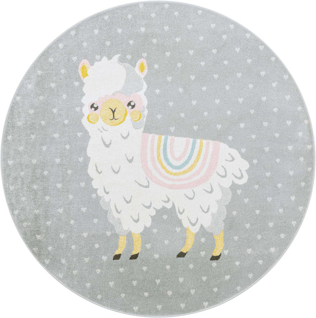 Gray 8' x 8' Whimsy Kids Round Rug