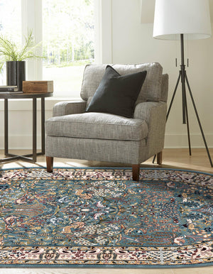Blue 4' 1 x 6' 1 Narenj Oval Area Rug 85% Polypropylene & 15% Polyester Traditional Classic Carpet for Living, Dining, Bedrooms, Office for Sale at Rug Engine