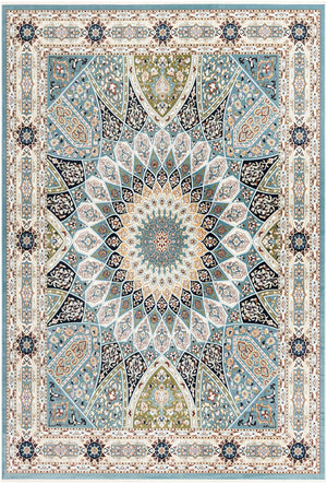 Blue 10' x 14' 1 Narenj Rectangle Area Rug 85% Polypropylene & 15% Polyester Traditional Classic Carpet for Living, Dining, Bedrooms, Office for Sale at Rug Engine