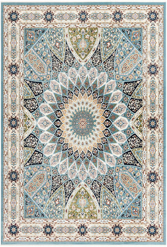 Blue 10' x 14' 1 Narenj Rectangle Area Rug 85% Polypropylene & 15% Polyester Traditional Classic Carpet for Living, Dining, Bedrooms, Office for Sale at Rug Engine