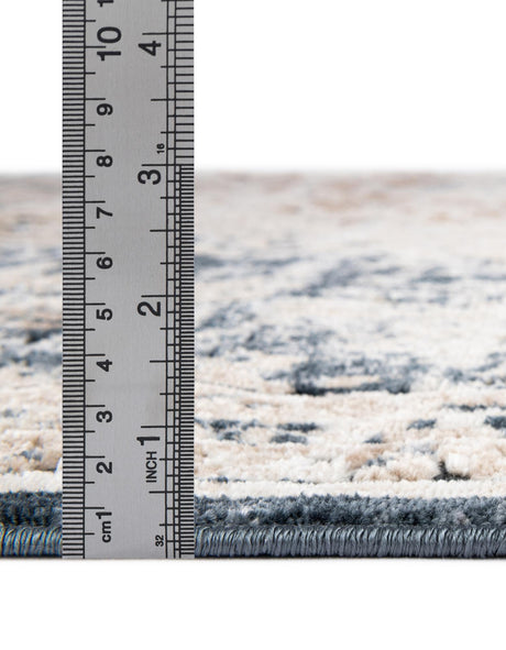 Dark Blue 3' 1 x 6' 1 Chateau Hearth Half-Round Semicircle Area Rug 85% Polypropylene & 15% Chenille With Cotton Backing Traditional Vintage Distressed Carpet for Classical Interior Design Decorating for Sale at Rug Engine