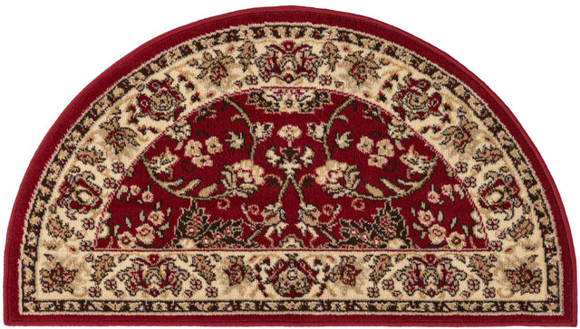 Burgundy 2' 2 x 3' 7 Sialk Hill Hearth Half-Round Semicircle Area Rug 100% Polypropylene Durable Easy Clean Classic Traditional Design Carpet for Interior Design for Sale at Rug Engine