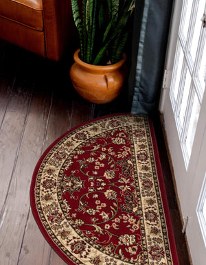 Burgundy 2' 2 x 3' 7 Sialk Hill Hearth Half-Round Semicircle Area Rug 100% Polypropylene Durable Easy Clean Classic Traditional Design Carpet for Interior Design for Sale at Rug Engine