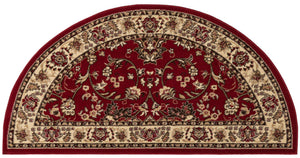 Burgundy 3' 1 x 6' 1 Sialk Hill Hearth Half-Round Semicircle Area Rug 100% Polypropylene Durable Easy Clean Classic Traditional Design Carpet for Interior Design for Sale at Rug Engine