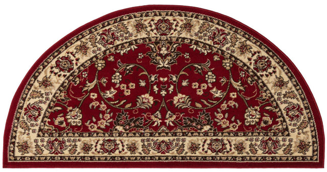 Burgundy 3' 1 x 6' 1 Sialk Hill Hearth Half-Round Semicircle Area Rug 100% Polypropylene Durable Easy Clean Classic Traditional Design Carpet for Interior Design for Sale at Rug Engine
