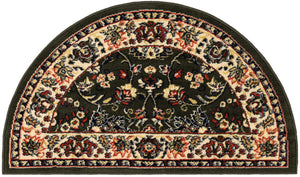 Green 2' 2 x 3' 7 Sialk Hill Hearth Half-Round Semicircle Area Rug 100% Polypropylene Durable Easy Clean Classic Traditional Design Carpet for Interior Design for Sale at Rug Engine