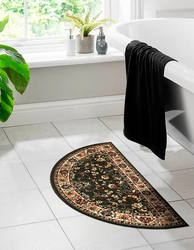 Green 2' 7 x 4' 1 Sialk Hill Hearth Half-Round Semicircle Area Rug 100% Polypropylene Durable Easy Clean Classic Traditional Design Carpet for Interior Design for Sale at Rug Engine