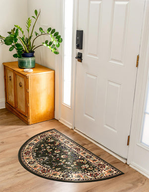 Green 2' 2 x 3' 7 Sialk Hill Hearth Half-Round Semicircle Area Rug 100% Polypropylene Durable Easy Clean Classic Traditional Design Carpet for Interior Design for Sale at Rug Engine
