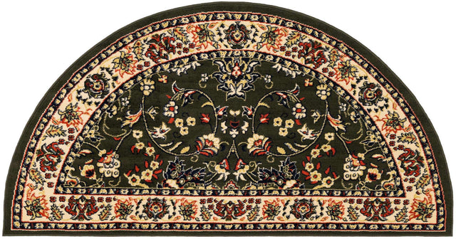 Green 3' 1 x 6' 1 Sialk Hill Hearth Half-Round Semicircle Area Rug 100% Polypropylene Durable Easy Clean Classic Traditional Design Carpet for Interior Design for Sale at Rug Engine