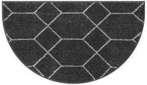 Dark Gray 2' 2 x 3' 7 Trellis Frieze Hearth Half-Round Semicircle Area Rug Geometric Modern Unique Stain Resistant Easy Clean Carpet for Living, Dining, Bedrooms, Office for Sale at Rug Engine