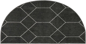 Dark Gray 3' 1 x 6' 1 Trellis Frieze Hearth Half-Round Semicircle Area Rug Geometric Modern Unique Stain Resistant Easy Clean Carpet for Living, Dining, Bedrooms, Office for Sale at Rug Engine