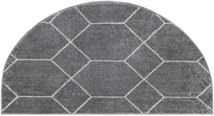 Light Gray 3' 1 x 6' 1 Trellis Frieze Hearth Half-Round Semicircle Area Rug Geometric Modern Unique Stain Resistant Easy Clean Carpet for Living, Dining, Bedrooms, Office for Sale at Rug Engine