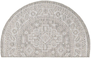 Light Gray 2' 7 x 4' 1 Outdoor Aztec Hearth Half-Round Semicircle Area Rug Weather Resistant for Patio, Deck, Terrace, Balcony, Porch 100% Polypropylene Traditional Carpet Mat for Sale at Rug Engine