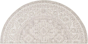 Light Gray 3' 1 x 6' 1 Outdoor Aztec Hearth Half-Round Semicircle Area Rug Weather Resistant for Patio, Deck, Terrace, Balcony, Porch 100% Polypropylene Traditional Carpet Mat for Sale at Rug Engine