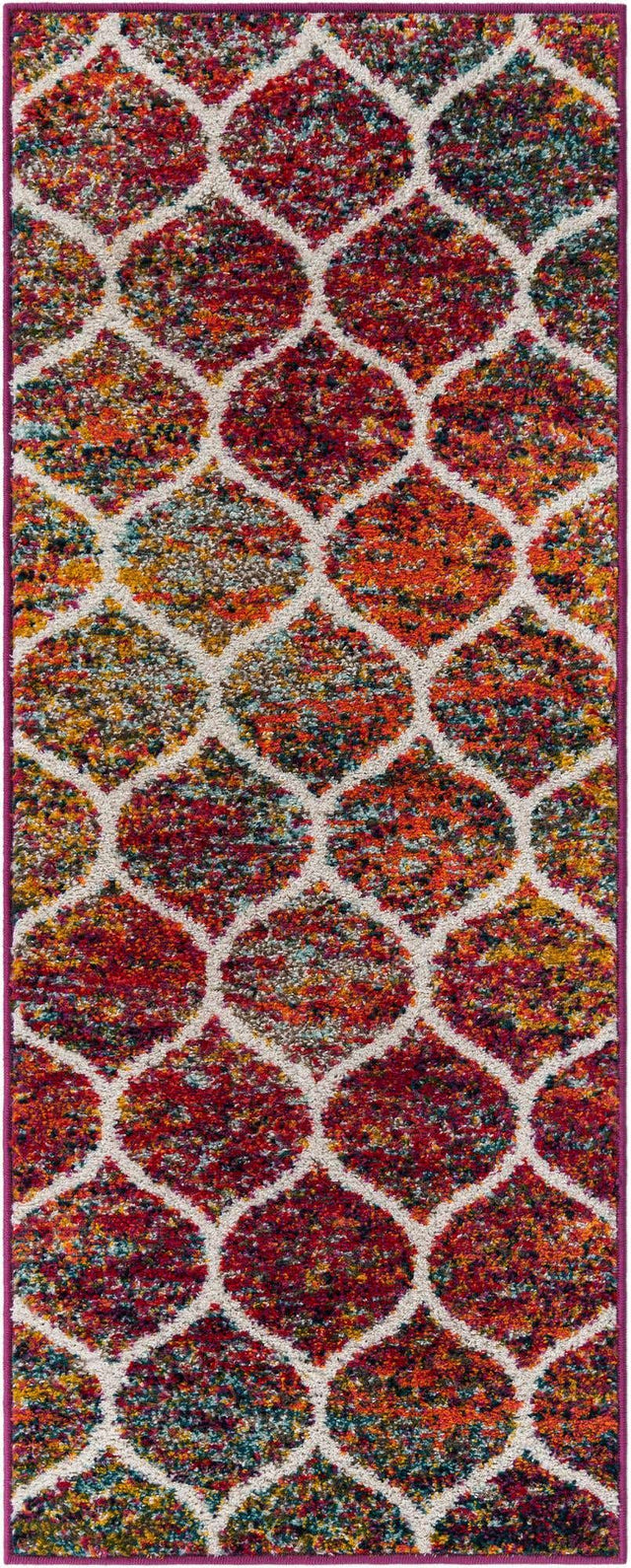 Multicolor 2' x 5' 1 Trellis Frieze Runner Area Rug Geometric Modern Unique Stain Resistant Easy Clean Carpet for Living, Dining, Bedrooms, Office for Sale at Rug Engine