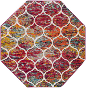 Multicolor 7' 1 x 7' 1 Trellis Frieze Octagon Area Rug Geometric Modern Unique Stain Resistant Easy Clean Carpet for Living, Dining, Bedrooms, Office for Sale at Rug Engine