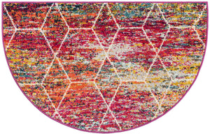 Multicolor 2' 7 x 4' 1 Trellis Frieze Hearth Half-Round Semicircle Area Rug Geometric Modern Unique Stain Resistant Easy Clean Carpet for Living, Dining, Bedrooms, Office for Sale at Rug Engine