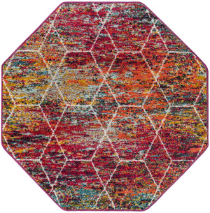 Multicolor 4' 1 x 4' 1 Trellis Frieze Octagon Area Rug Geometric Modern Unique Stain Resistant Easy Clean Carpet for Living, Dining, Bedrooms, Office for Sale at Rug Engine