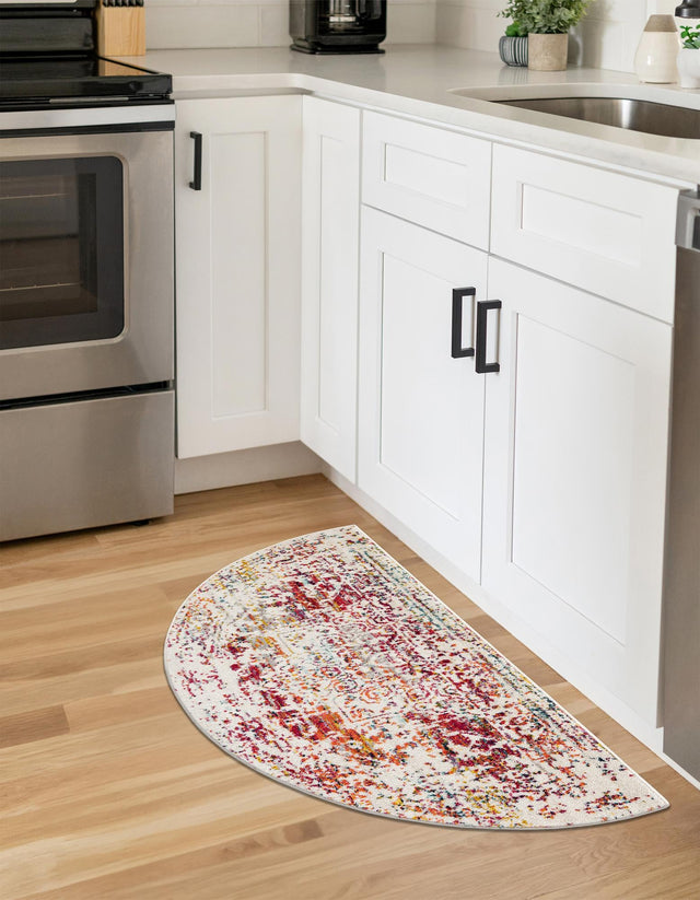 Multicolor 2' 7 x 4' 1 Richmond Hearth Half-Round Semicircle Area Rug Vintage Distressed Look Traditional Design Carpet for Unique Home Interior Design for Sale at Rug Engine