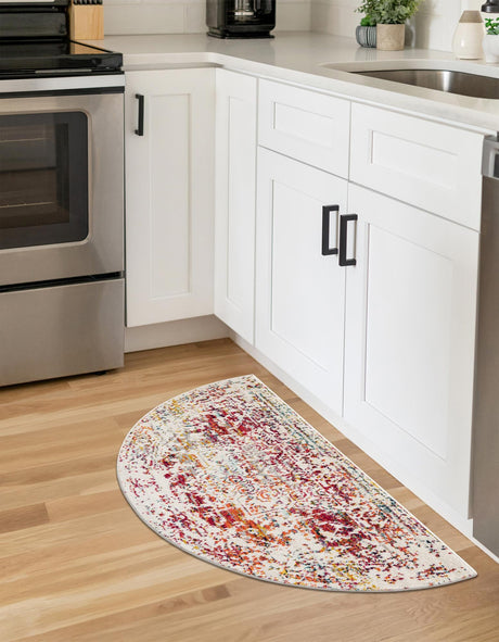 Multicolor 3' 1 x 6' 1 Richmond Hearth Half-Round Semicircle Area Rug Vintage Distressed Look Traditional Design Carpet for Unique Home Interior Design for Sale at Rug Engine