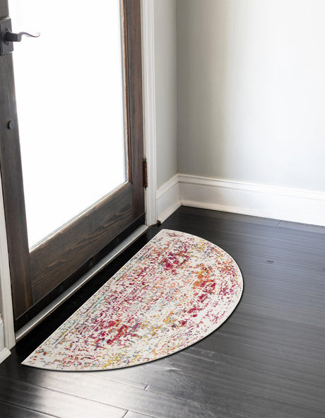 Multicolor 2' 7 x 4' 1 Richmond Hearth Half-Round Semicircle Area Rug Vintage Distressed Look Traditional Design Carpet for Unique Home Interior Design for Sale at Rug Engine
