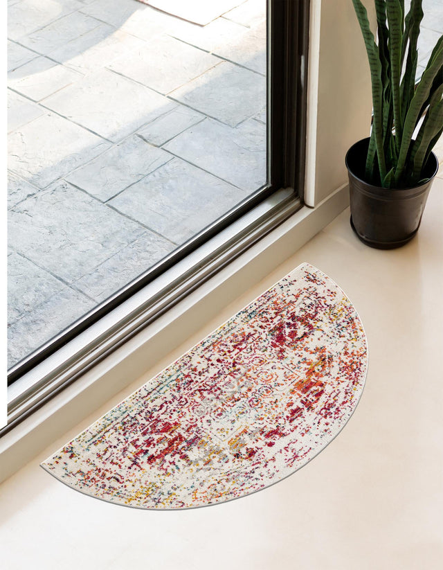 Multicolor 2' 2 x 3' 7 Richmond Hearth Half-Round Semicircle Area Rug Vintage Distressed Look Traditional Design Carpet for Unique Home Interior Design for Sale at Rug Engine