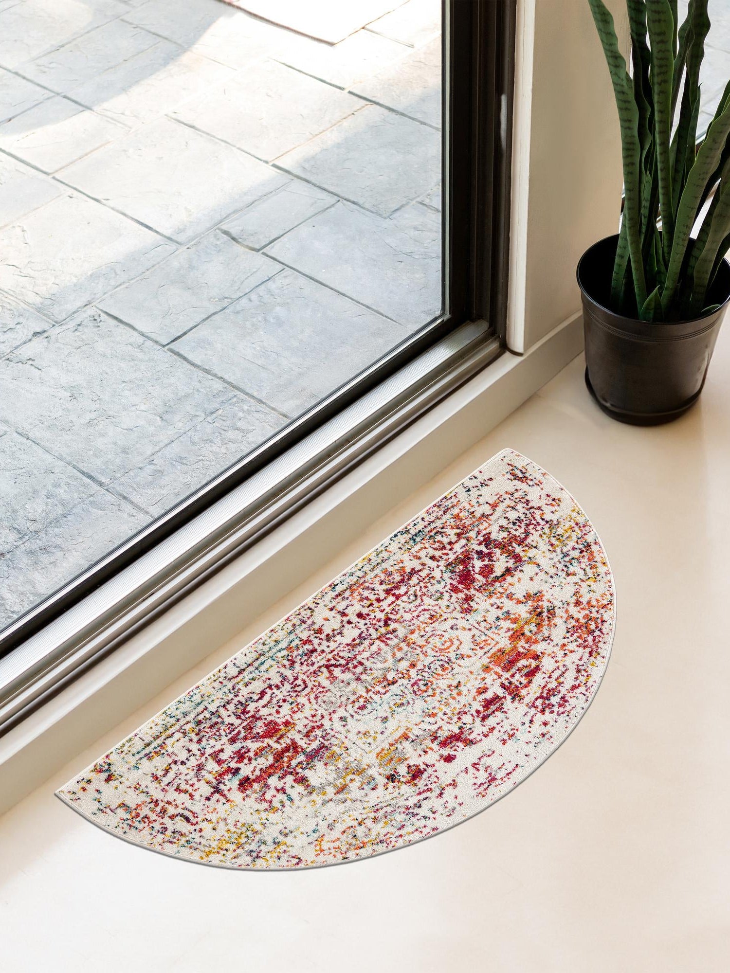 Multicolor 2' 7 x 4' 1 Richmond Hearth Half-Round Semicircle Area Rug Vintage Distressed Look Traditional Design Carpet for Unique Home Interior Design for Sale at Rug Engine