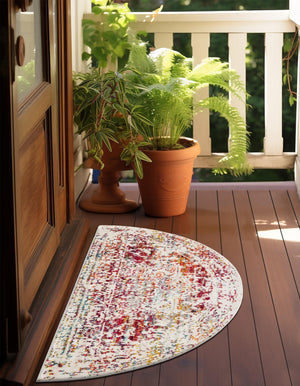 Multicolor 2' 2 x 3' 7 Richmond Hearth Half-Round Semicircle Area Rug Vintage Distressed Look Traditional Design Carpet for Unique Home Interior Design for Sale at Rug Engine